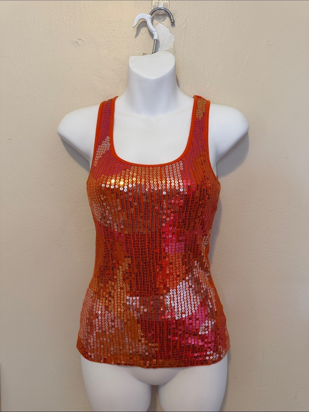 Express Orange Sequin Tank Top
